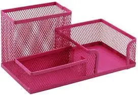 Metal desk mesh organised Pink Powder Coated desk organised Metal desk Home Office Pen Pencils Holder