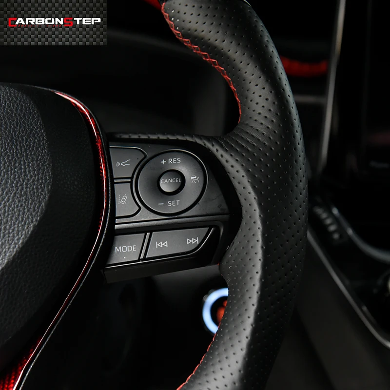 Factory Wholesale glossy carbon fiber perforated leather steering wheel for Toyota camry  rav4