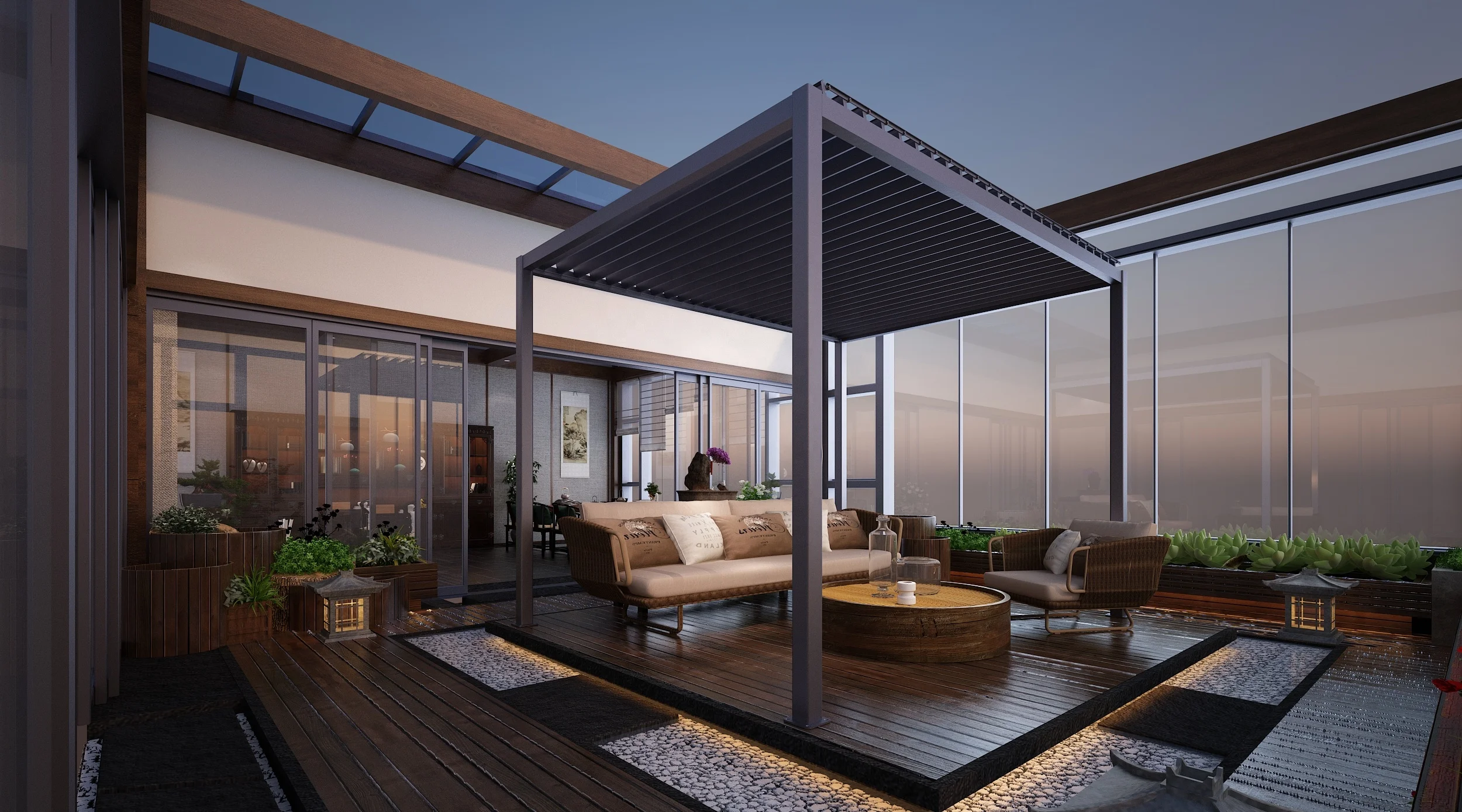 Pergola Motorised Outdoor Space Gazebo Modern Aluminium Louvre Roof Bioclimatic