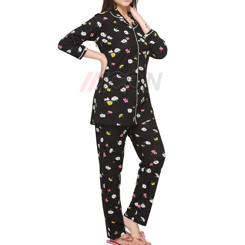 Women Fashionable Night Wear Dresses Colorful Printed Night Wear Dresses Night Dress