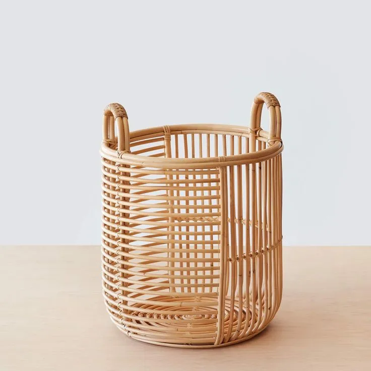 Elegant Look Set Of 2 Bamboo Rattan Basket New Arrival Good Design Laundry Storage Basket For Home Decor