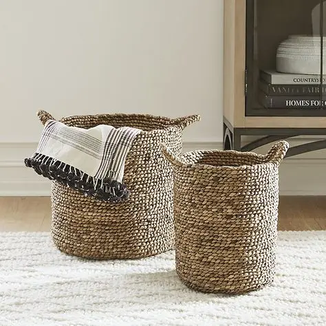 Stylish Water Hyacinth Basket for Rustic and Bohemian Inspired Home Organization