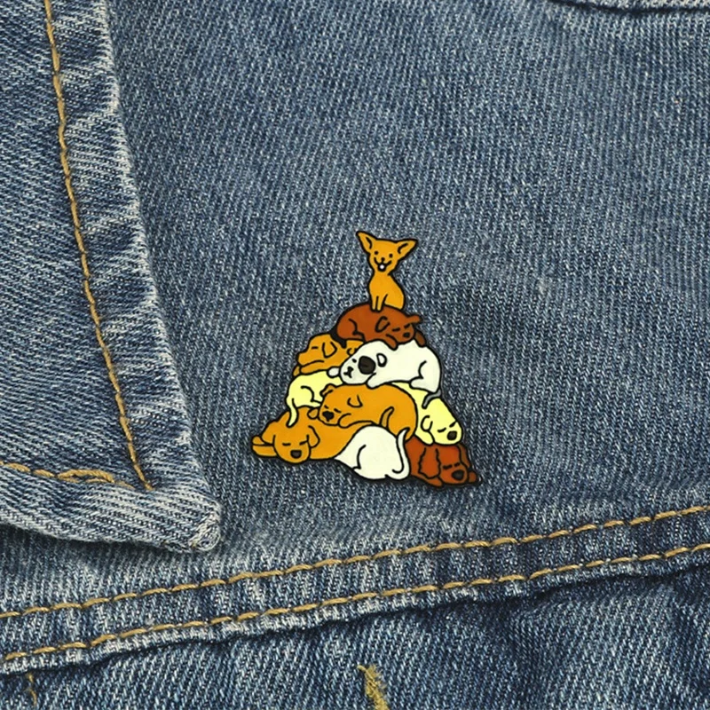 Enamel Cute Animal Pug Cartoon Brooch Jewelry Ladies Mens Kids Denim Jacket Lapel Pin