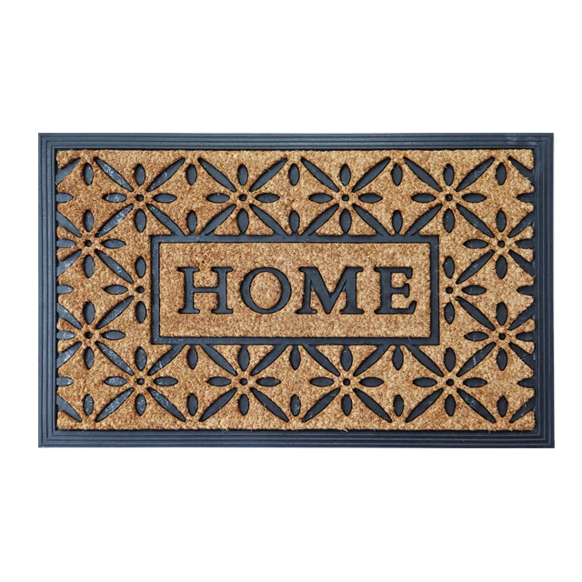 Natural Coir Modern Doormat Long-Lasting  Thick Entryway Rug for Indoor & Covered Door Entrances RUBBER COIR BRUSH MAT