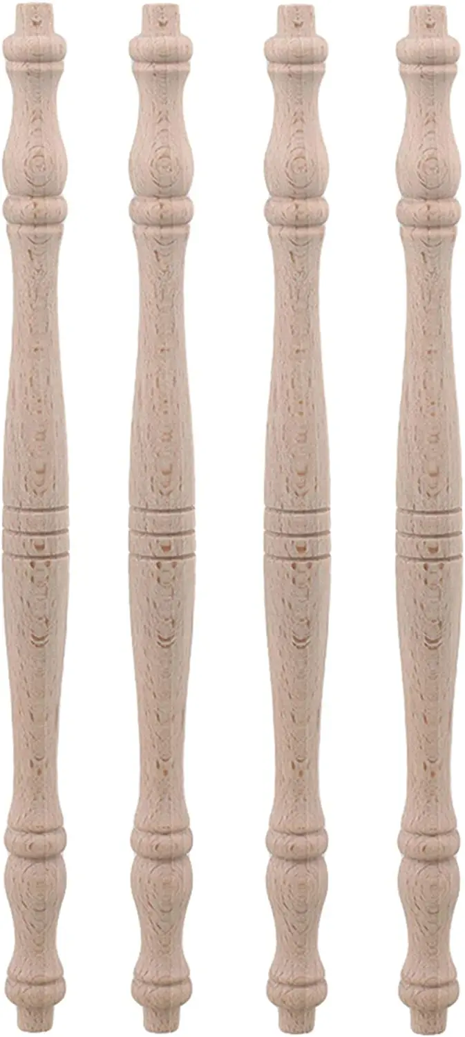 Wood Spindles 10.82inch/27.5cm Length Unpainted Baluster for Home Decorative Craft Set of 4