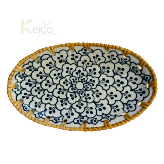 Wholesale Rattan Desert Fruit Plate With Mother Of Pearl Inlay Customized Design For Home Kitchen And Restaurant Made In Vietnam
