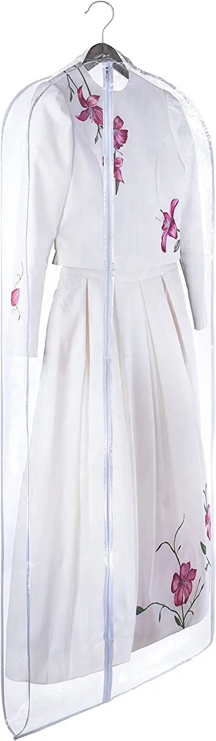 Clear Vinyl bridal gown garment suit cover bag for wedding dress