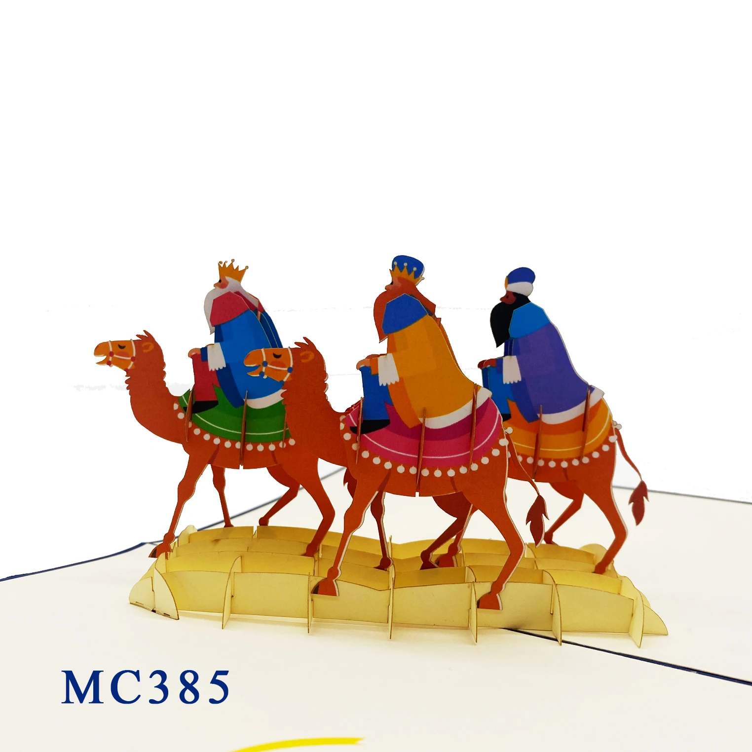Выдвижная открытка Three Wise Men оптовая продажа поздравительная ручной работы с лазерной резкой Высококачественная бумажная 3D Kirigami