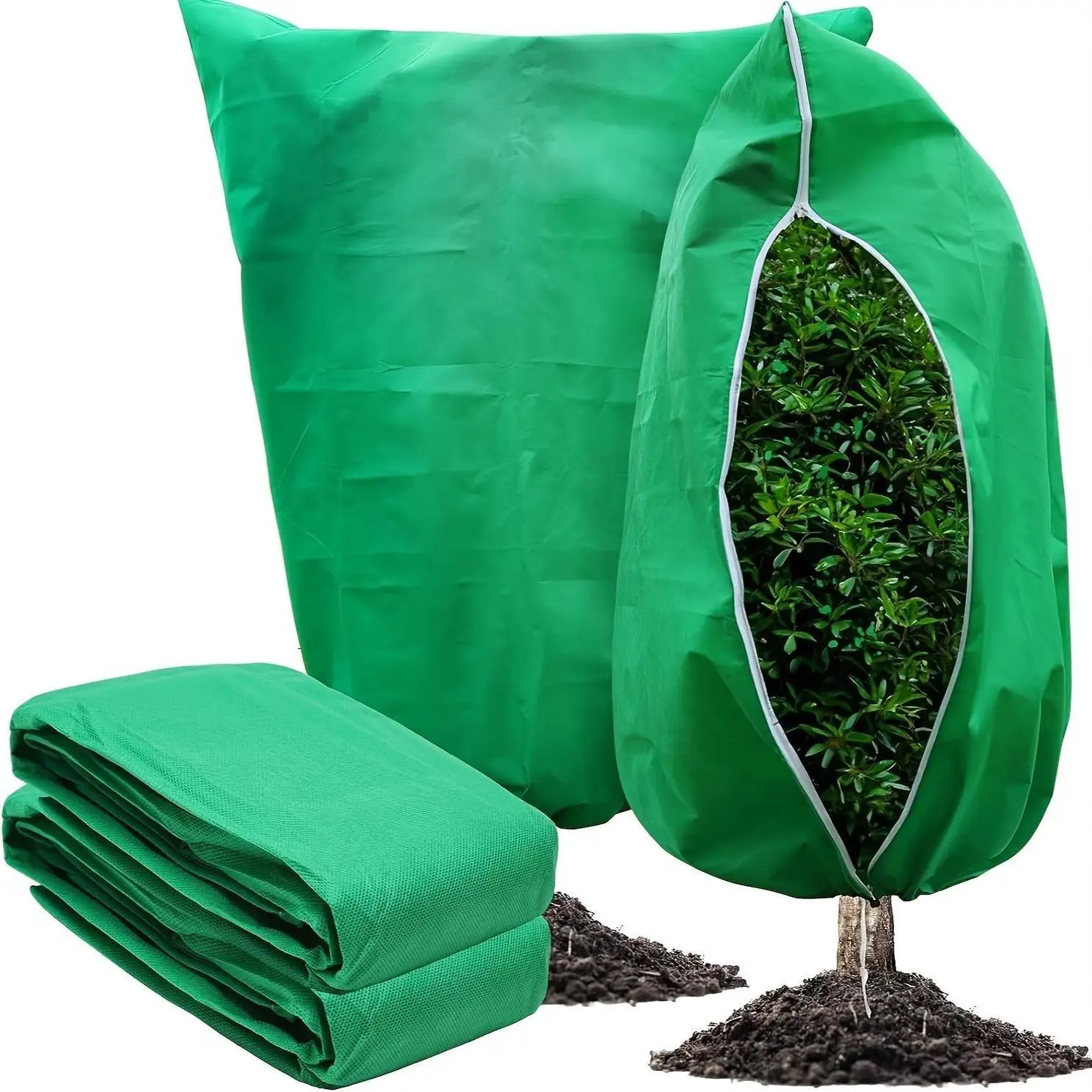 Extra Large Plant Freeze Protection Cover with Zipper Drawstring Durable NonWoven Fleece Breathable Tomatoes Citrus Trees Shrubs
