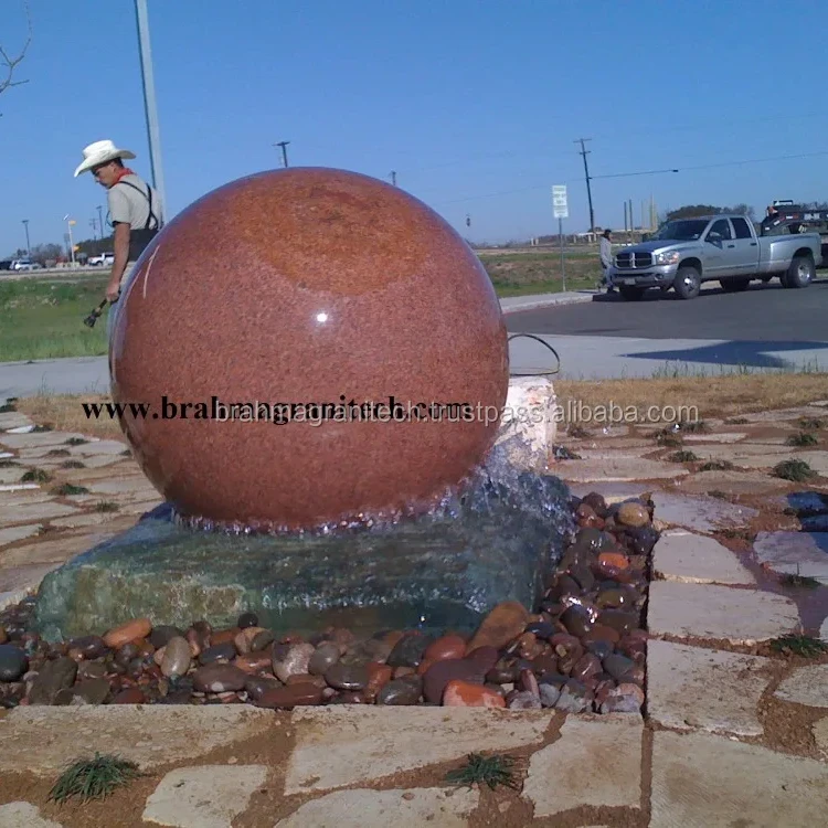 Modern Natural Black Stone Garden Outdoor Round Granite Marble Rolling Ball Water Fountain