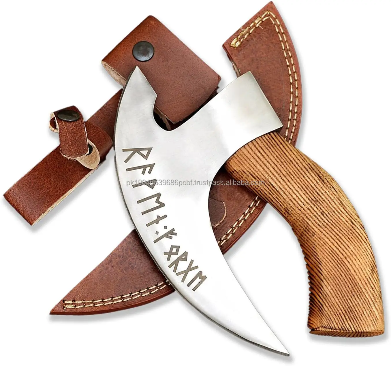 Hot Selling Pizza Axe Viking Pizza Cutter Axe Carbon Steel Head Engraved Runes Slicing Pizza Cutting Axe Ashwood Handle W/Sheath
