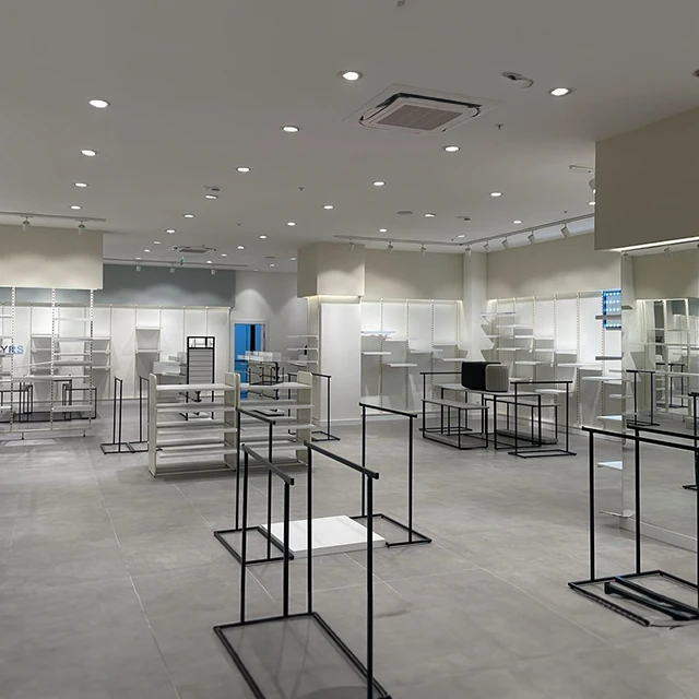 Hot Sales Garment Display Rack Shelf and Clothes Racking Systems with Wood and Stainless Steel Shelves for shopping from Turkey