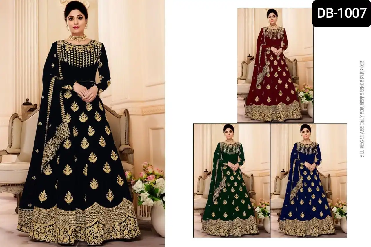 Indian Pakistani Fancy Georgette Silk Long Anarkali Gown with Heavy Embroidery Designer work and Fancy Embroidery work Dupatta