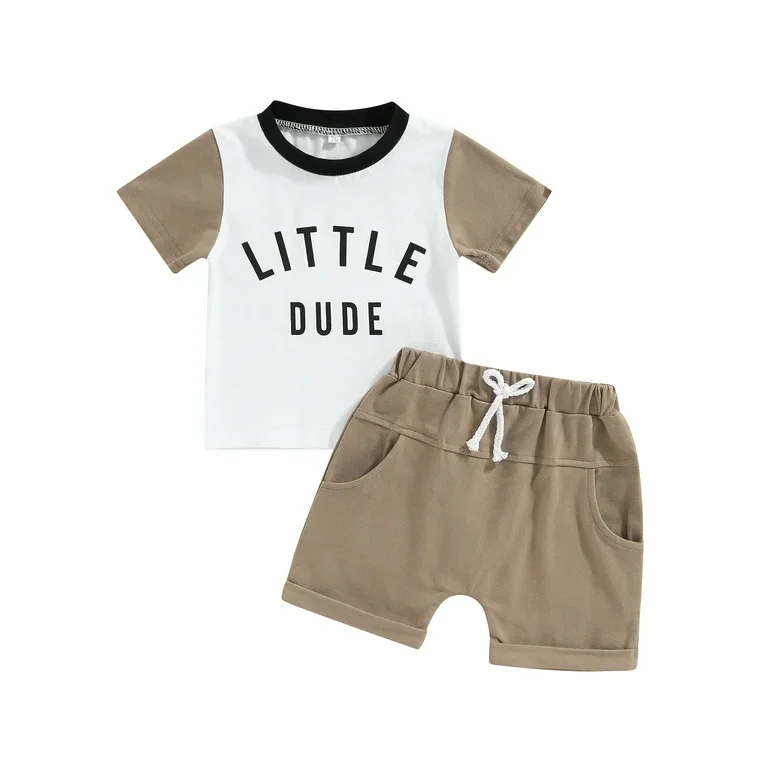 Hot Summer Kid Clothes 100% Cotton Baby Boys Outfit Short Sleeve T-shirt Tops and Shorts Set for Boys made in Vietnam