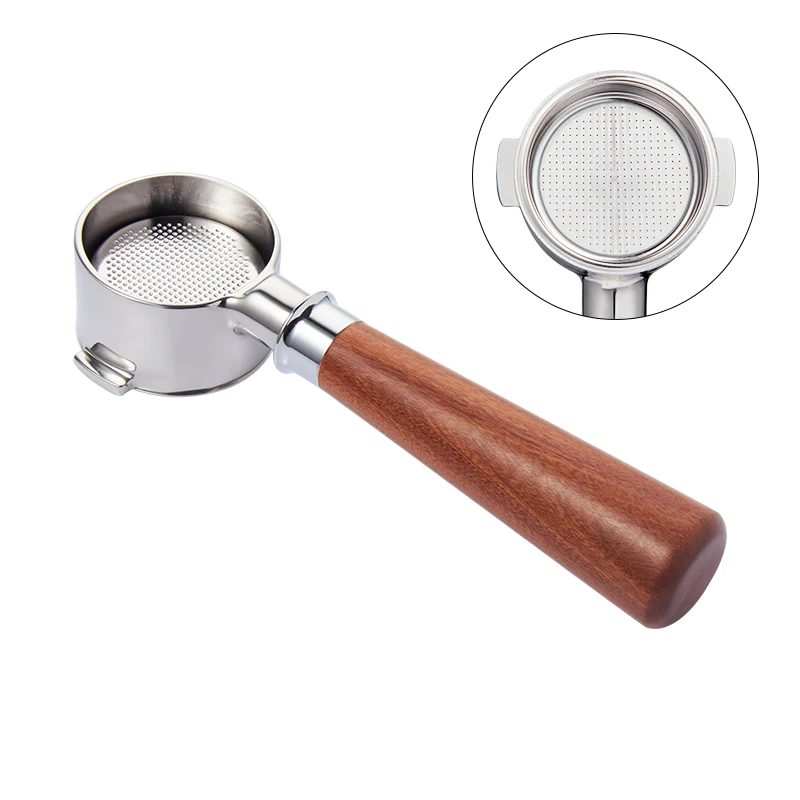 High Quality Low Price Wooden Handle Coffee Accessories Espresso  Bottomless Portafilter  3 Nails Coffee Tools As Gift