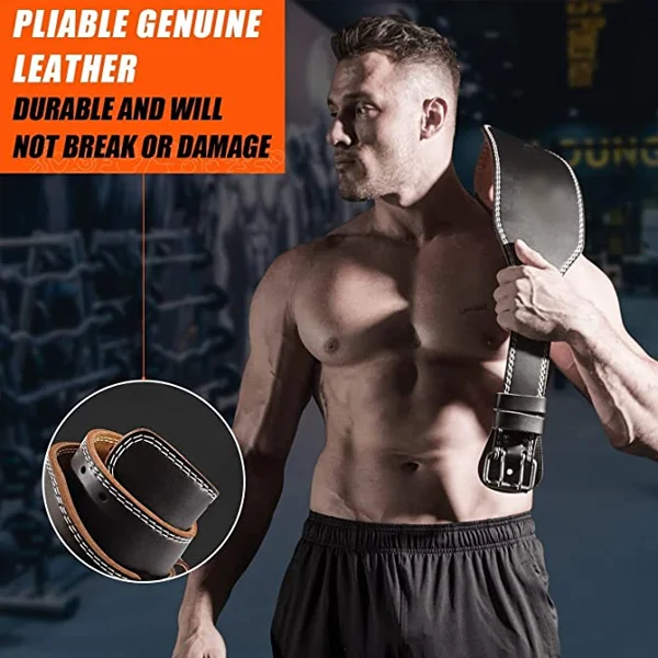 Body Slimming Cowhide Gym Waist Trainer Belt for Men 13mm Leather Weightlifting Belt Slimming Waist Trimmer for Weight Lifting