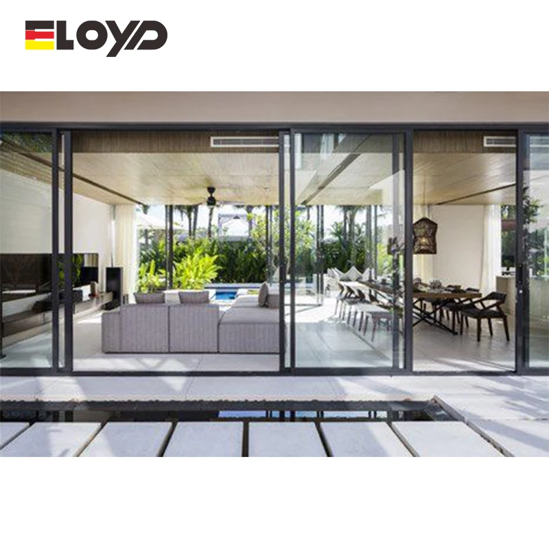 Eloyd Aluminium Automatic Sliding Door Double Glass Aluminum Alloy Interior Modern Waterproof Sliding Glass Doors