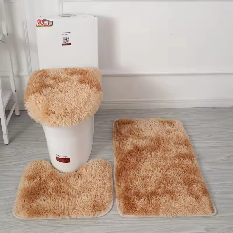 Factory Supply Oem/Odm Morden Luxury Fluffy Absorb Water Bathroom Rugs Set Plush Non Slip Bath Mat Set Of 3