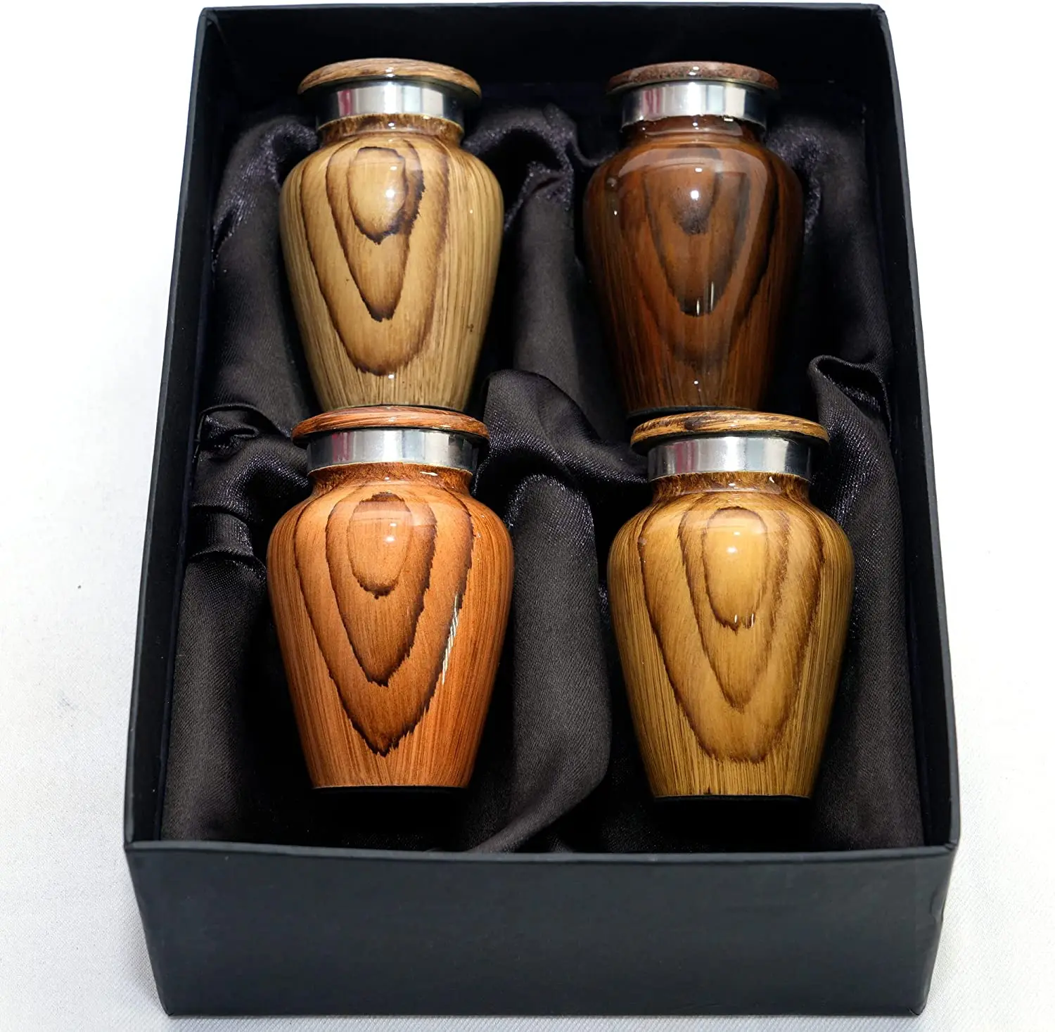 Small Keepsake Cremation Urn For Human Ashes With Wood Finish Choose From 4 Unique Wood Grains Mini Metal Keepsake