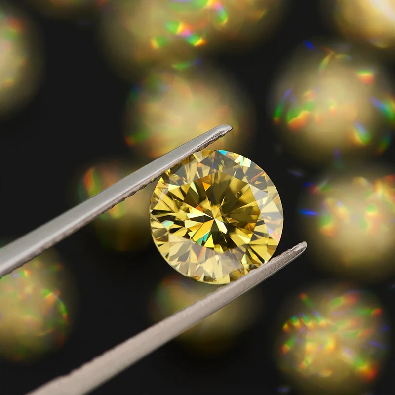 1.01Ct HPHT Diamond Fancy Yellow Round Cut Rough Lab Grown Diamond For Engagement Rings