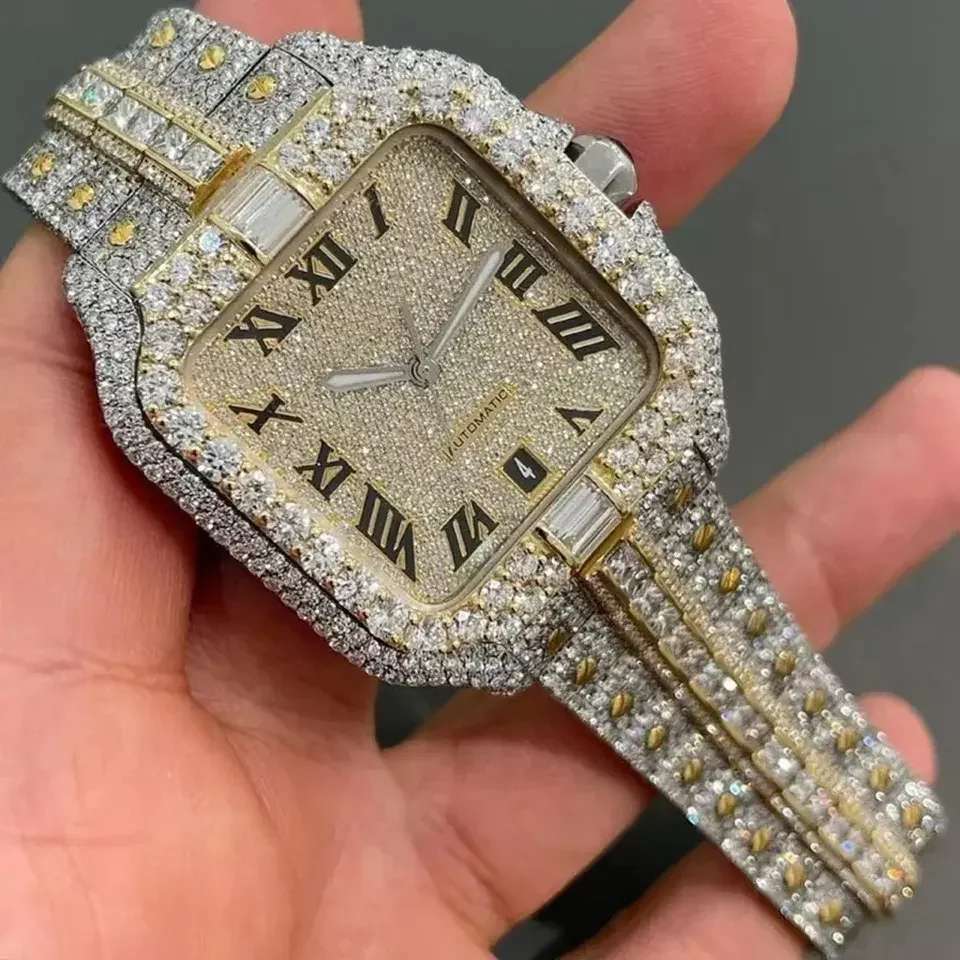 High quality luxury jewelry Moissanite Diamond Watch Iced out Moissanite Rap Singer Hip Hop Watch
