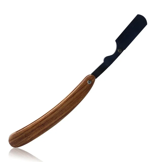 High Quality Titan Wood Handle Straight Razor for Men Shaving Blade Stainless Steel Customizable OEM Logo