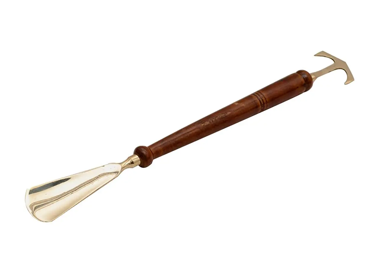 Designer Swan Handle Shoe Horn Wholesale Price Wooden and Brass Spoon Lifter for Home Use Metal Material