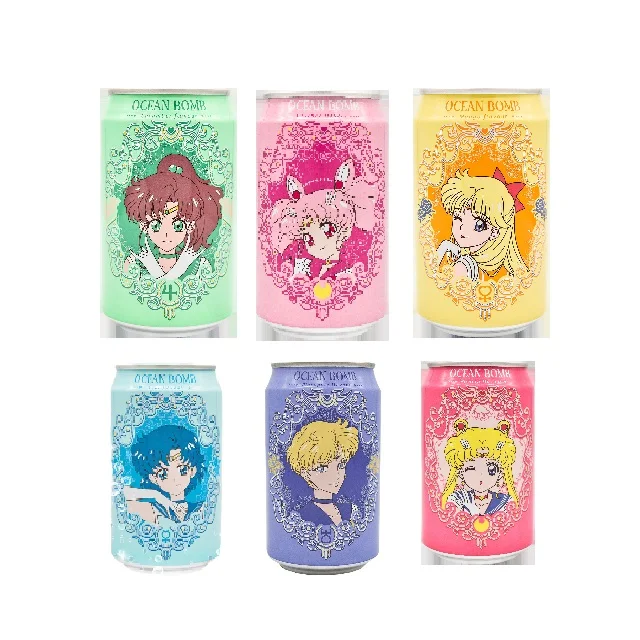 Sparkling Water Taiwan Soda Drink Famous Fruity Sparkling water Fruity Drink Ocean Bomb Dragon BallS Sailor moon Mortal Combat