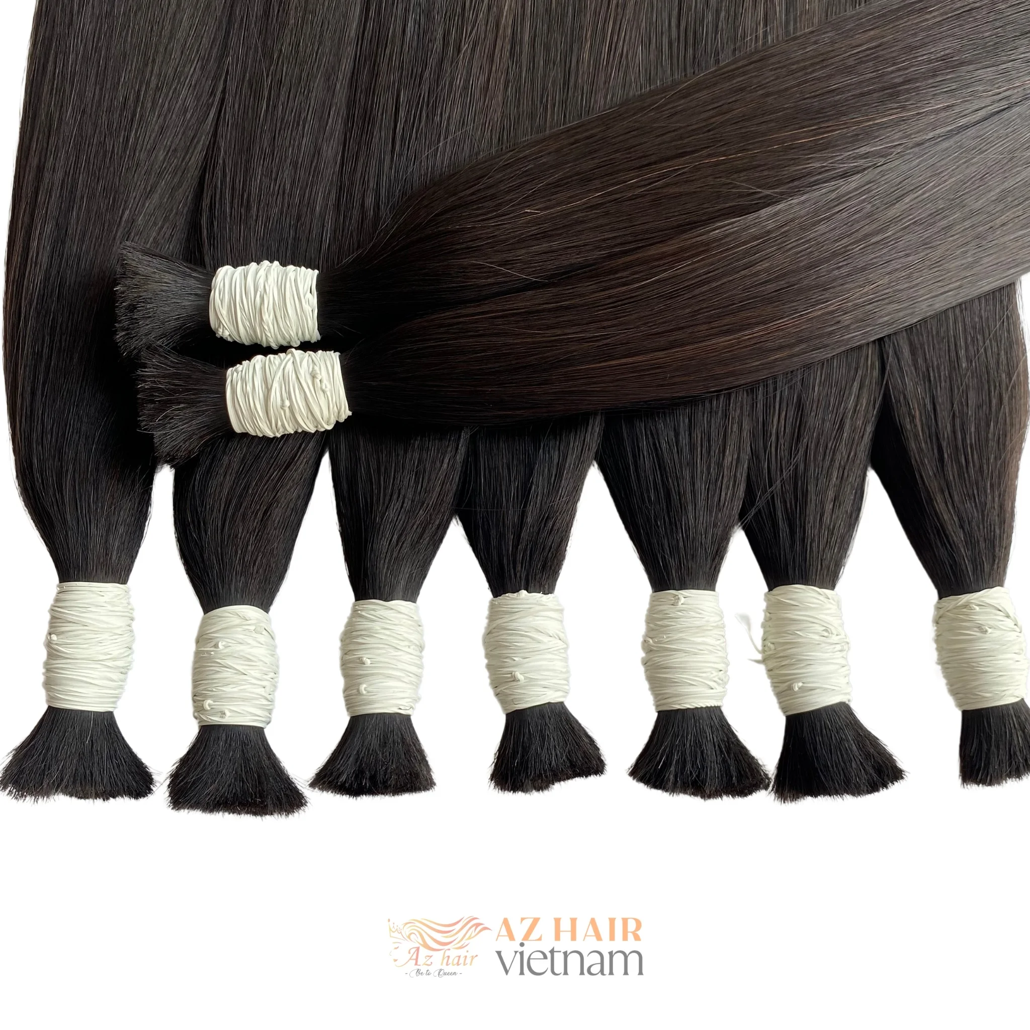 Super Double Drawn Unprocessed Raw Vietnamese Bulk Hair Extensions Long Lasting Wholesale Price