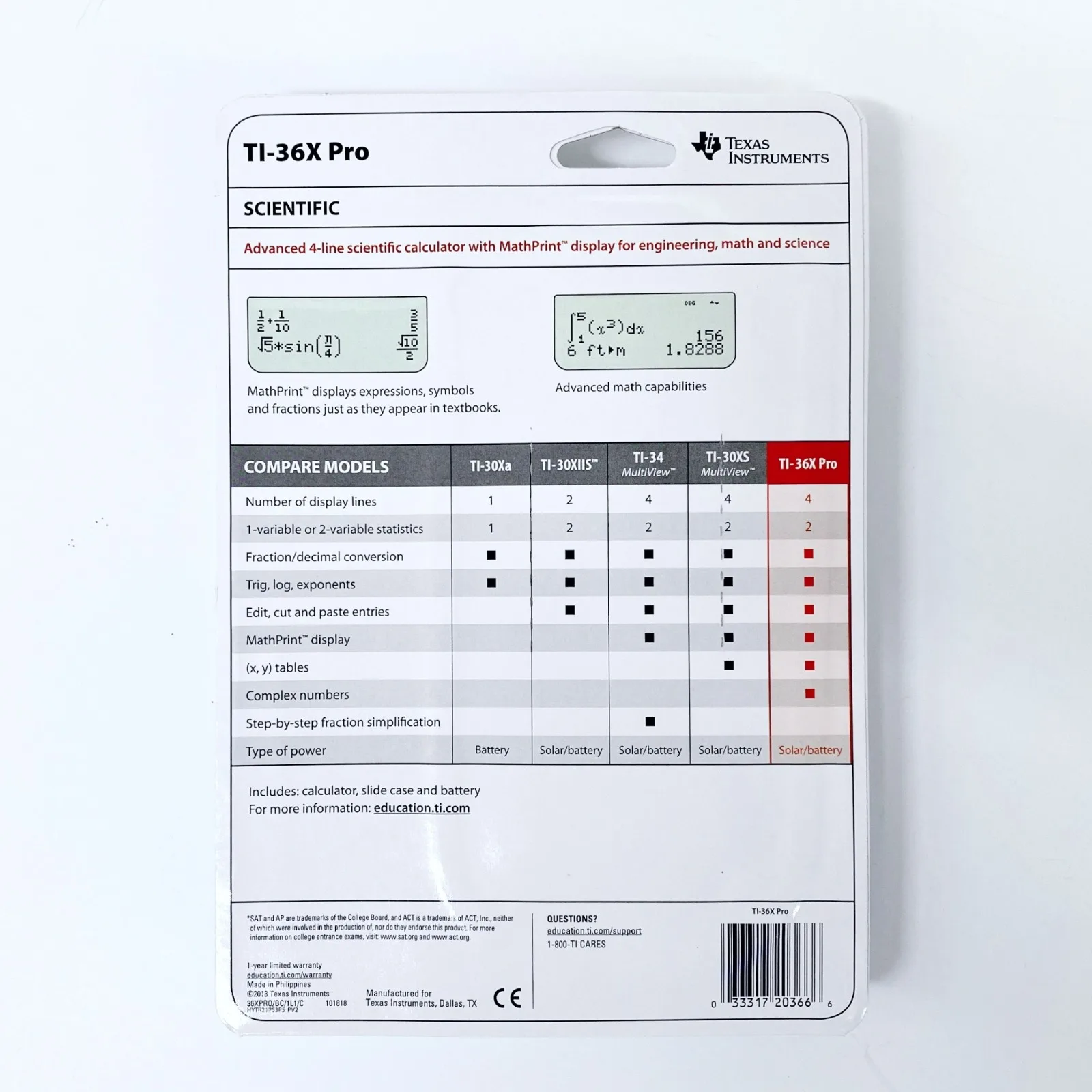 100% Quality Texas Instruments TI-36X Pro Calculators | Black 7.5 Inch- With 1 Year Warranty