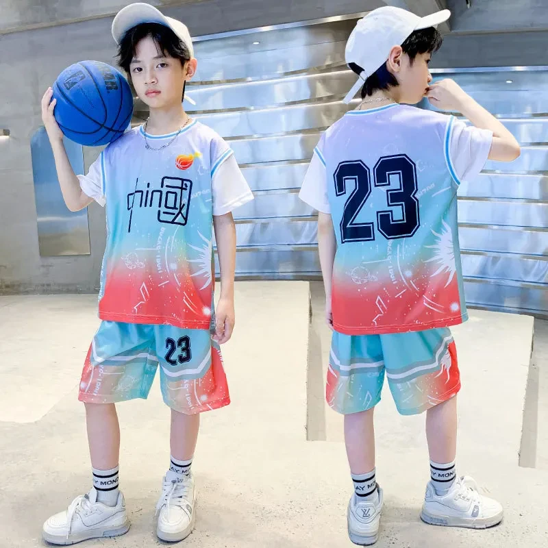 Kids Basketball Jersey Set for Children Quick Drying Breathable Team Club Professional Basketball Sports Uniform Big Size