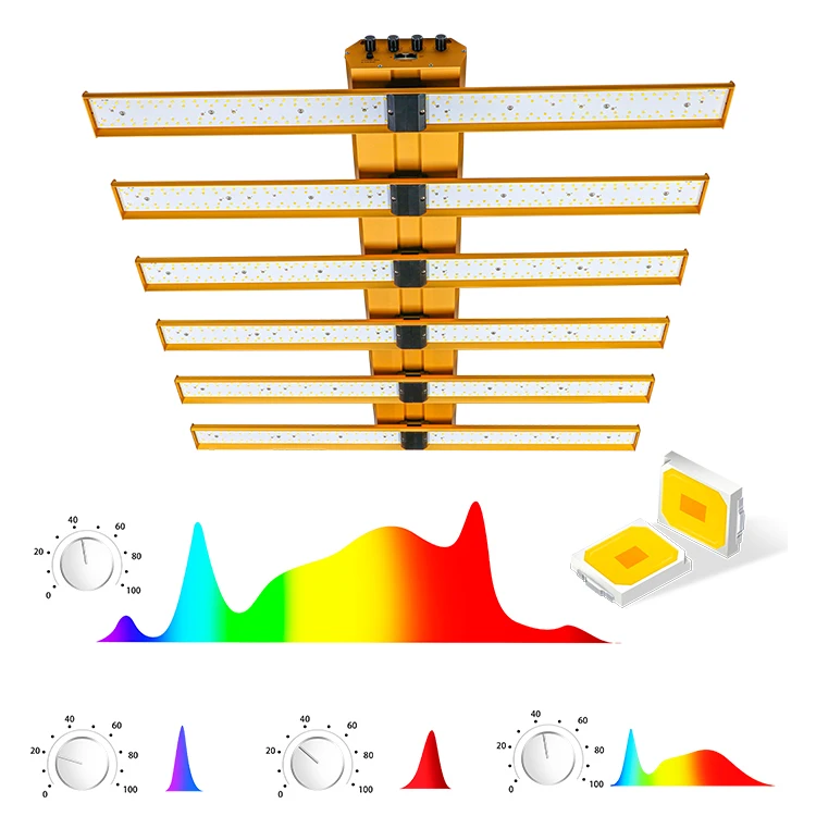 7Magic Smart Control 4 Channels full spectrum 3000K 5000K RED IR UV adjustable 510W 6 Bars LED Grow Light