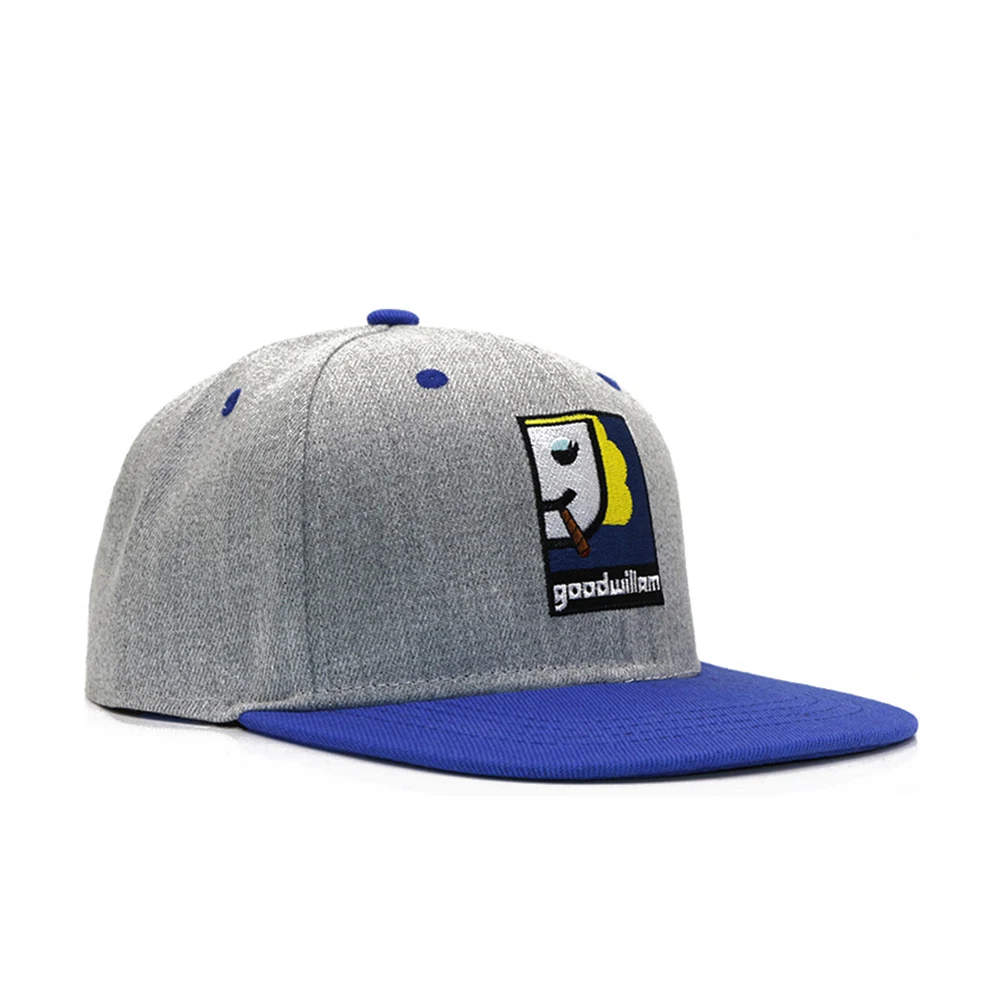 Custom High Quality  Embroidery Logo Cotton Polyester Flat Brim Snapback Hat Cap