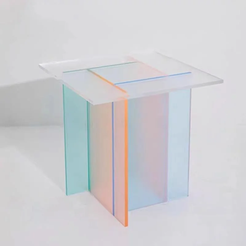 Factory Wholesale Price Modern Clear Acrylic Unique Side Table Furniture Colorful Plexiglass Pink Onyx Plinth Side End Table