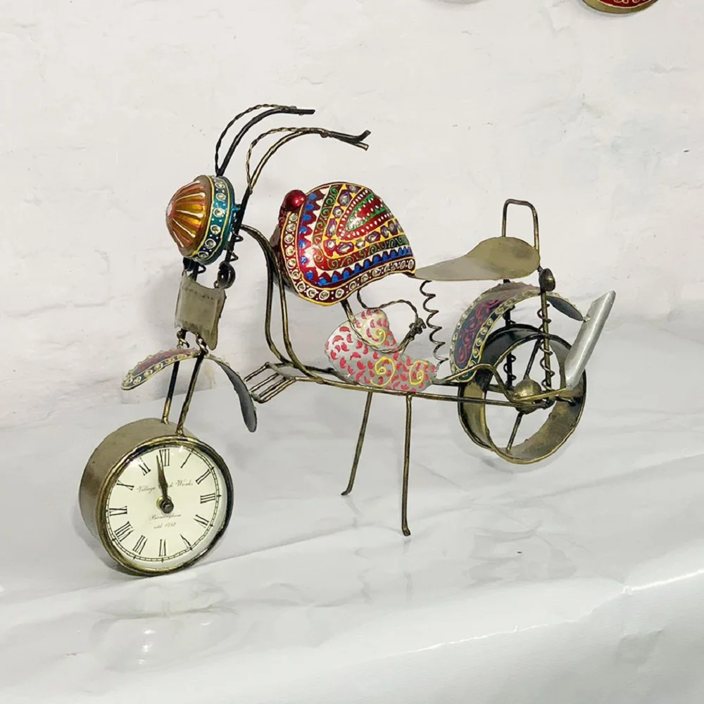 Металлические настольные часы в форме велосипеда, декоративный подарок, Showpiece, домашний декор, в форме мотоцикла, аналоговые антикварные часы для дома, стола,