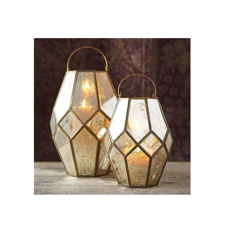 Fancy Geometrical Lanterns For Wedding Event and Hotel lightning Item Set/3 Geometric Glass Terrarium Lantern Home-sake Lantern