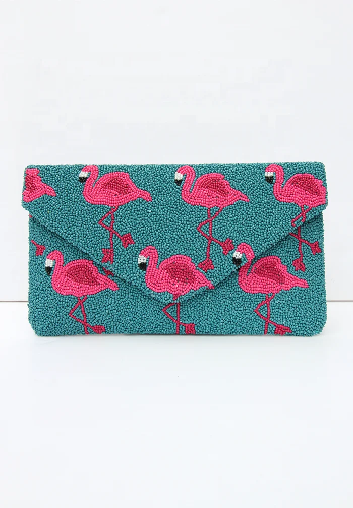 Tropical Leaf Seed Bead Crossbody Chain Clutch Boho Handbag Handmade Purse Bag Bridal Gift beaded handbags Clutch Bags Evening F