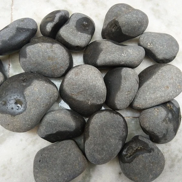 Natural Black River Washed Pebble Stones for Decoration garden landscaping Planters Pavement Pathways Outdoor Round shape