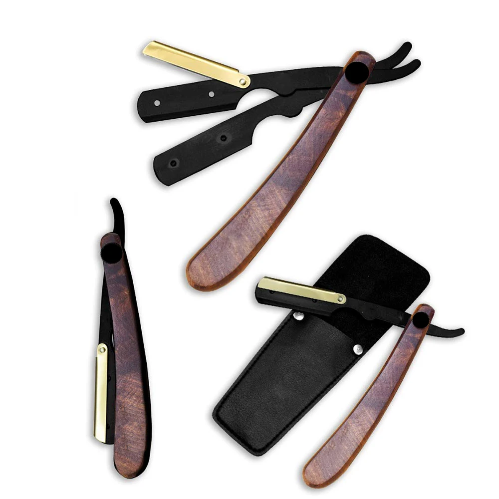 Best Quality Adjustable Straight Edge Barber Razor Salon Quality Cut Throat Durable Razors With Wooden Handle