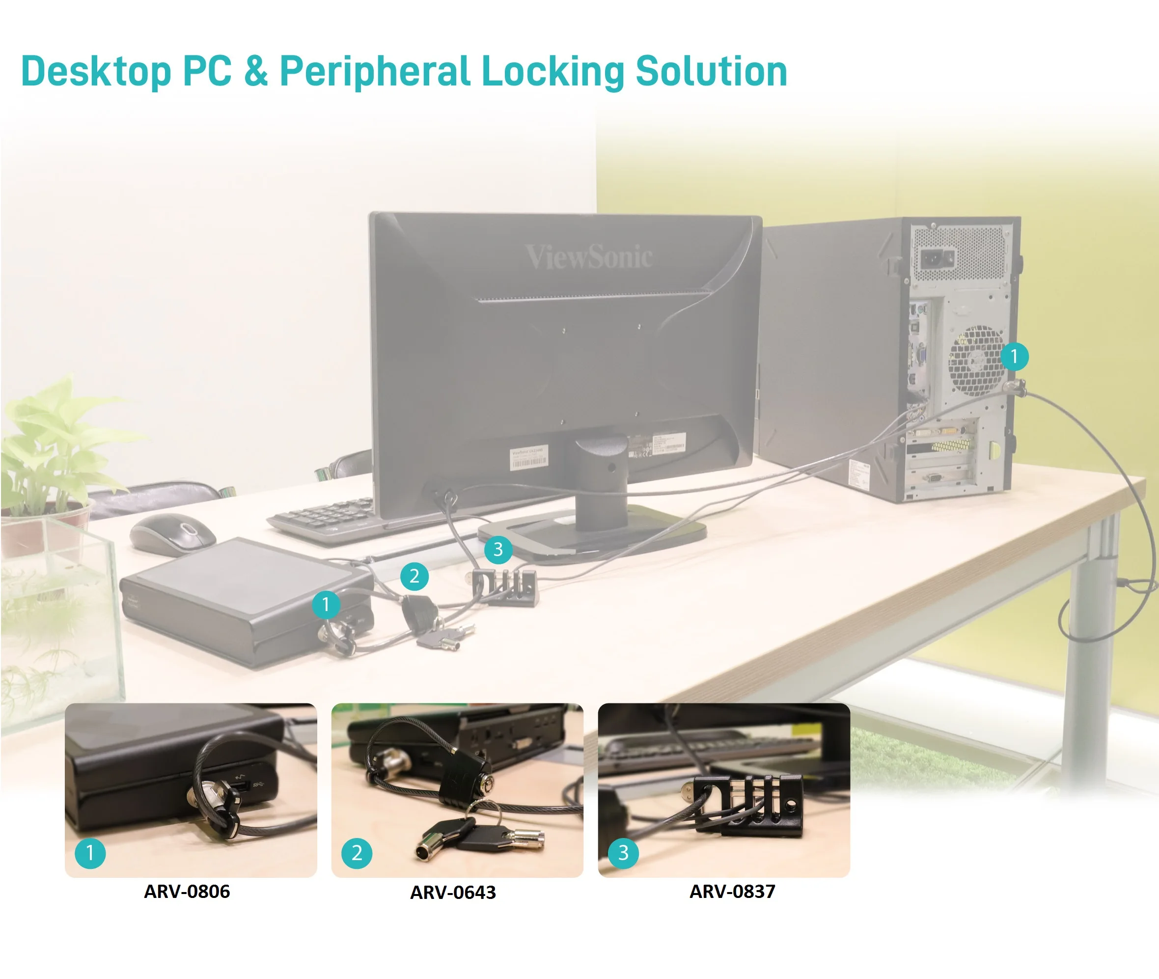 Cable lock PC locking solution computer desktop cable lock