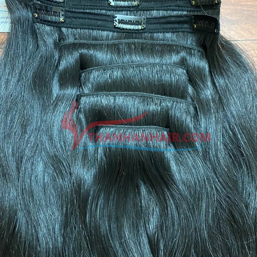 Natural Straight Clip In hair Double Drawn 100% Vietnamese Human Hair Extensions No Shedding No Tangle No Chemicals