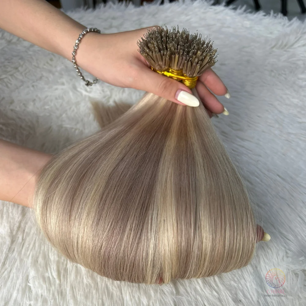 Nano Ring Double Drawn Hair Natural Straight Hair Raw Vietnamese Hair From Single Donor