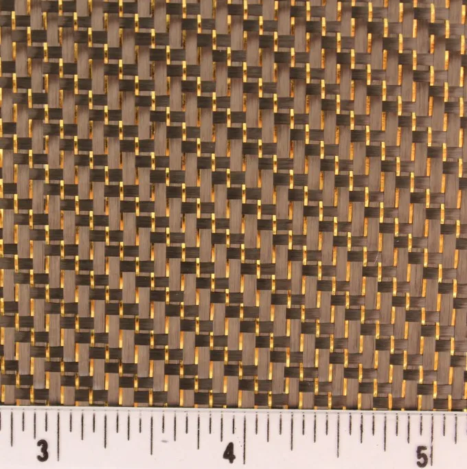 golden reflection fiberglass carbon fiber fabric in Plain