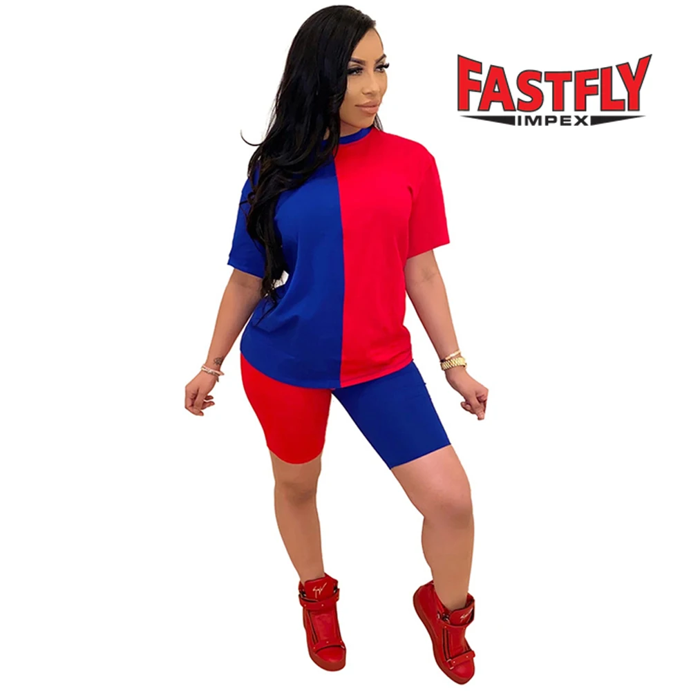Summer Outfit Short Sleeve T Shirt 100% Cotton Lounge wear Women Biker Shorts Set