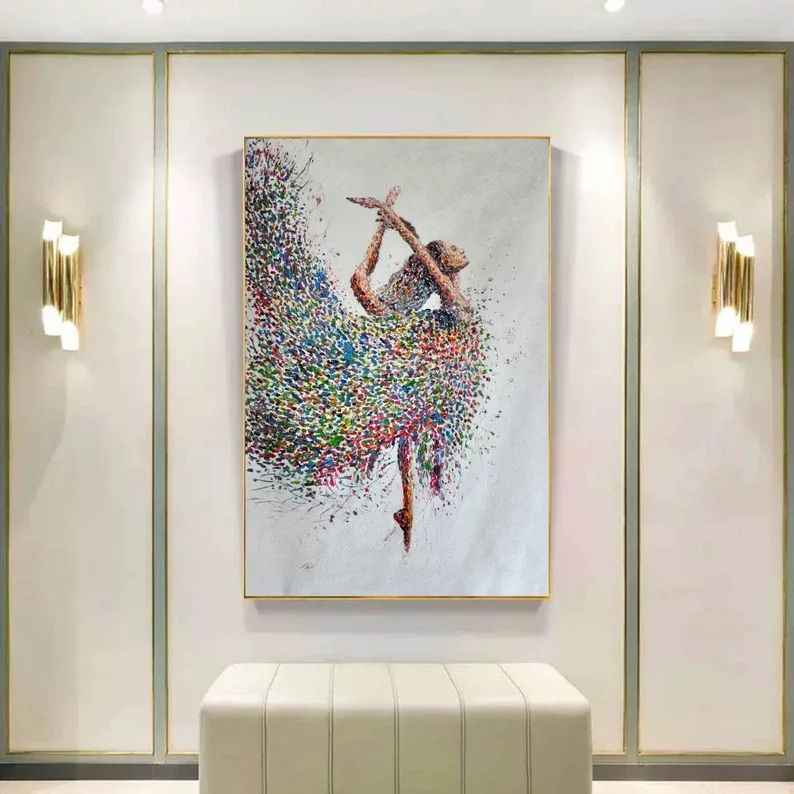 Large Ballerina Painting Dancing Girl Oil Painting Abstract Modern Art Handmade Wall Art