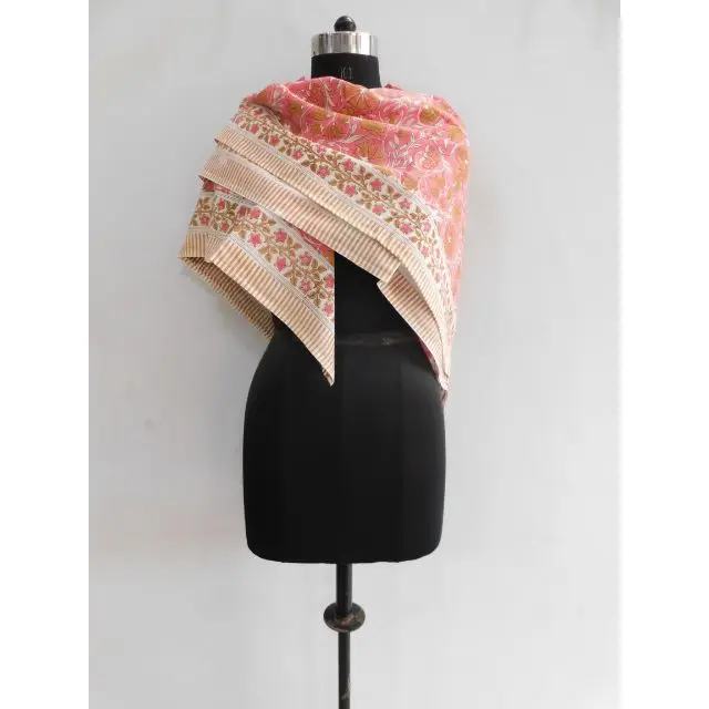 Indian Handmade Floral Printed Cotton Scarf Women Casual Winter Wear Shawl Stole Dupatta Bandana Hijab