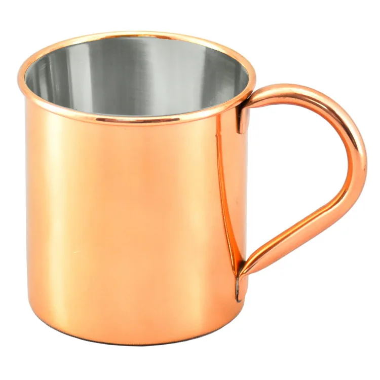 Top Selling 100% Copper Material Moscow Mule Mugs Handcrafted Cylindrical Hammered Finished Gold Brass Handle For Multi Purpose