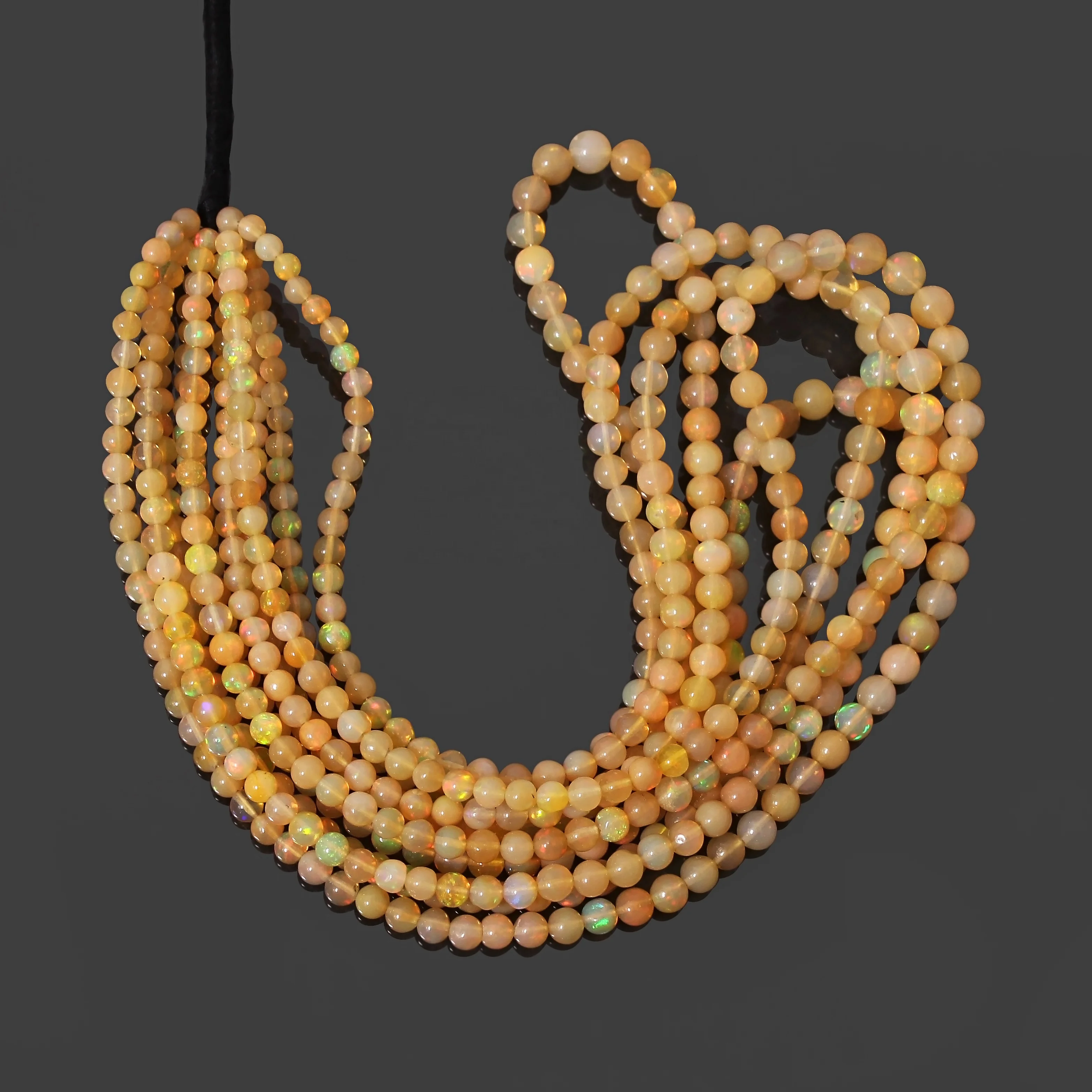 Natural Ethiopian Opal Smooth Round Beads For Jewelry Making, Fire Opal Stone Beads