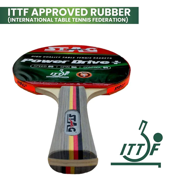 Stag Power Drive Plus Table Tennis Racket | ITTF Approve Rubber | Best for Intermediate, Advance Play