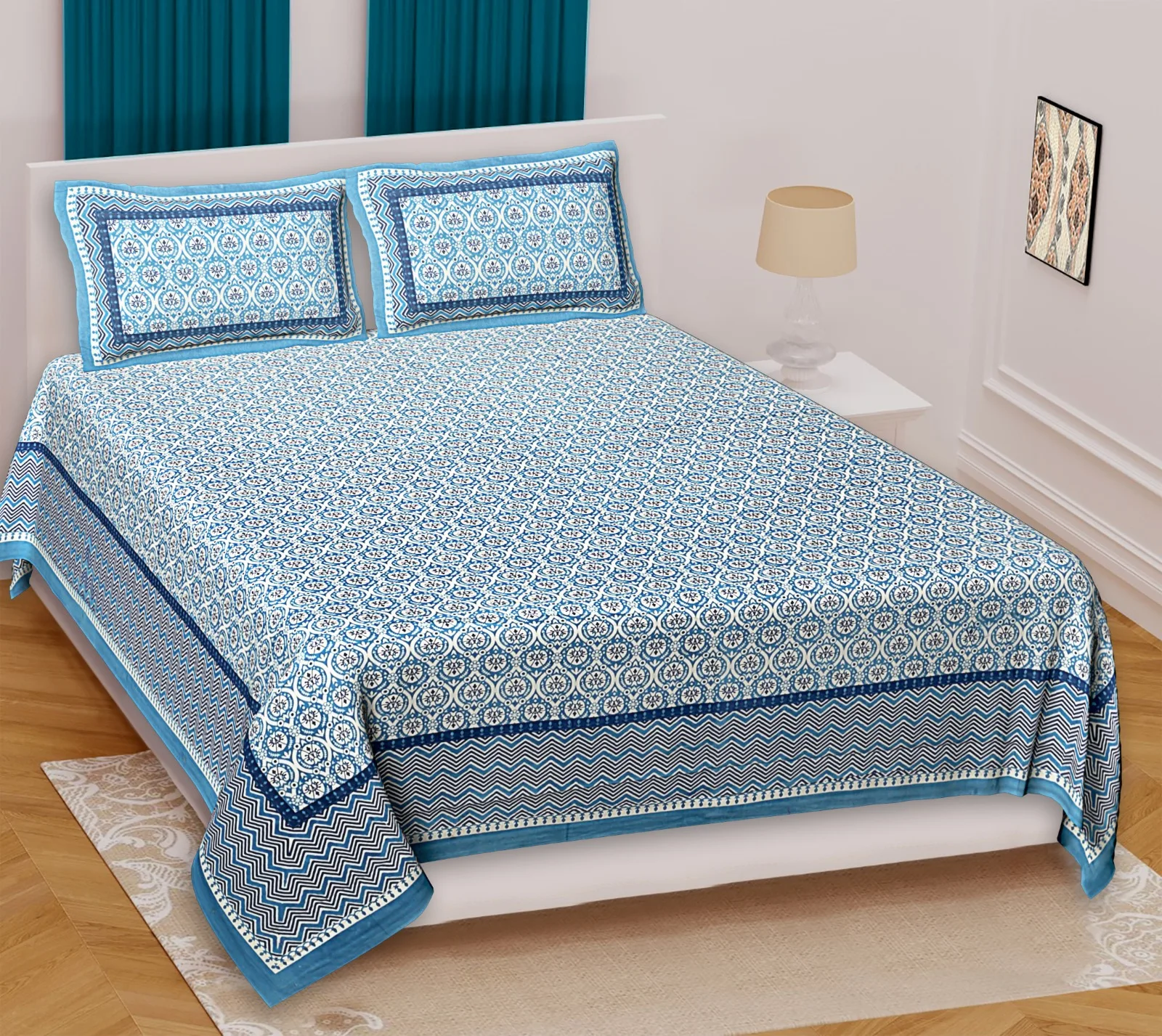 Распродажа простыня размера «King-Size» с хлопковым цветочным рисунком и двумя наволочками на продажу